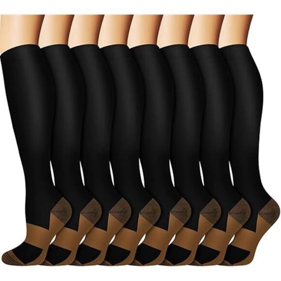 Copper Compression Socks for Men & Women Circulation 8 Pairs 15-20mmHg - Picture 6 of 6
